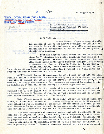lettera API provinciali 1952