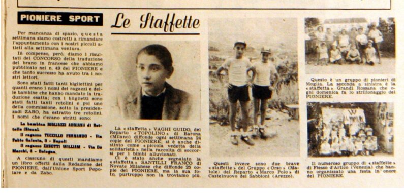 Pionieri di Castelnuovo di Sabbioni e di Mattole AR Pioniere n6. del 10 febbraio1952