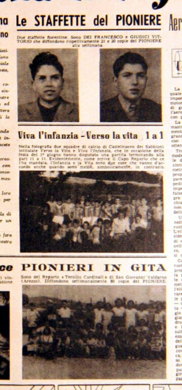 Squadra di Calcio dei Pionieri di Castelnuovo dei Sabbioni AR Pionieri n31. 5 agosto 1951