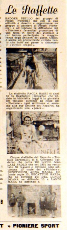 Staffete di San Giovanni Valdarno AR n3. deòl 20 gennaio 1952