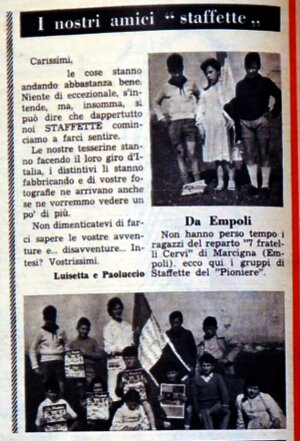 Staffette di Empoli Pioniere n. 20. 17 maggio 1959