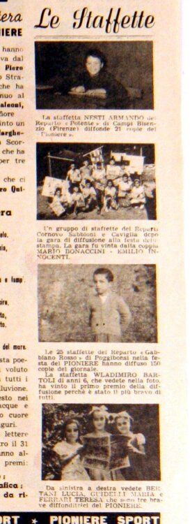 Staffetta di Campi Bisenzio FI Pioniere n4 del 27 gennaio 1952