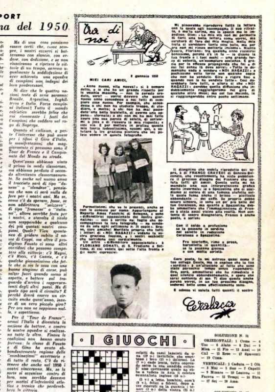 Disegno di Franco Cravedi Pioniere di Genova articolo sul n. 02 8 gennaio 1950 su noi Ragazzi