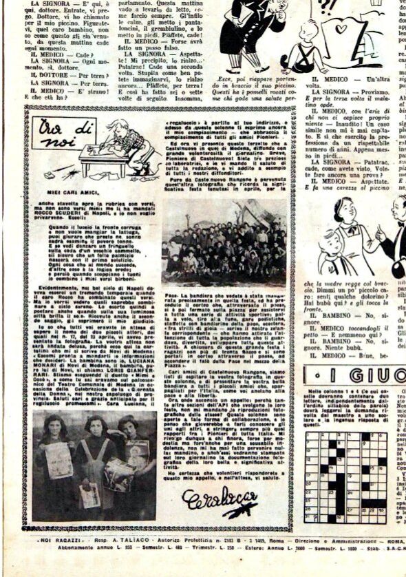 Pionieri di Ponte Castelnuovo Rangone articolo sul n. 21. sul 21 maggio 1950 su Noi Ragazzi 