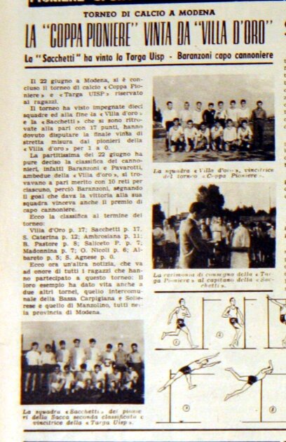Torneo di Calcio dei Pionieri a Modena Pioniere n31 del 3 agosto 1952