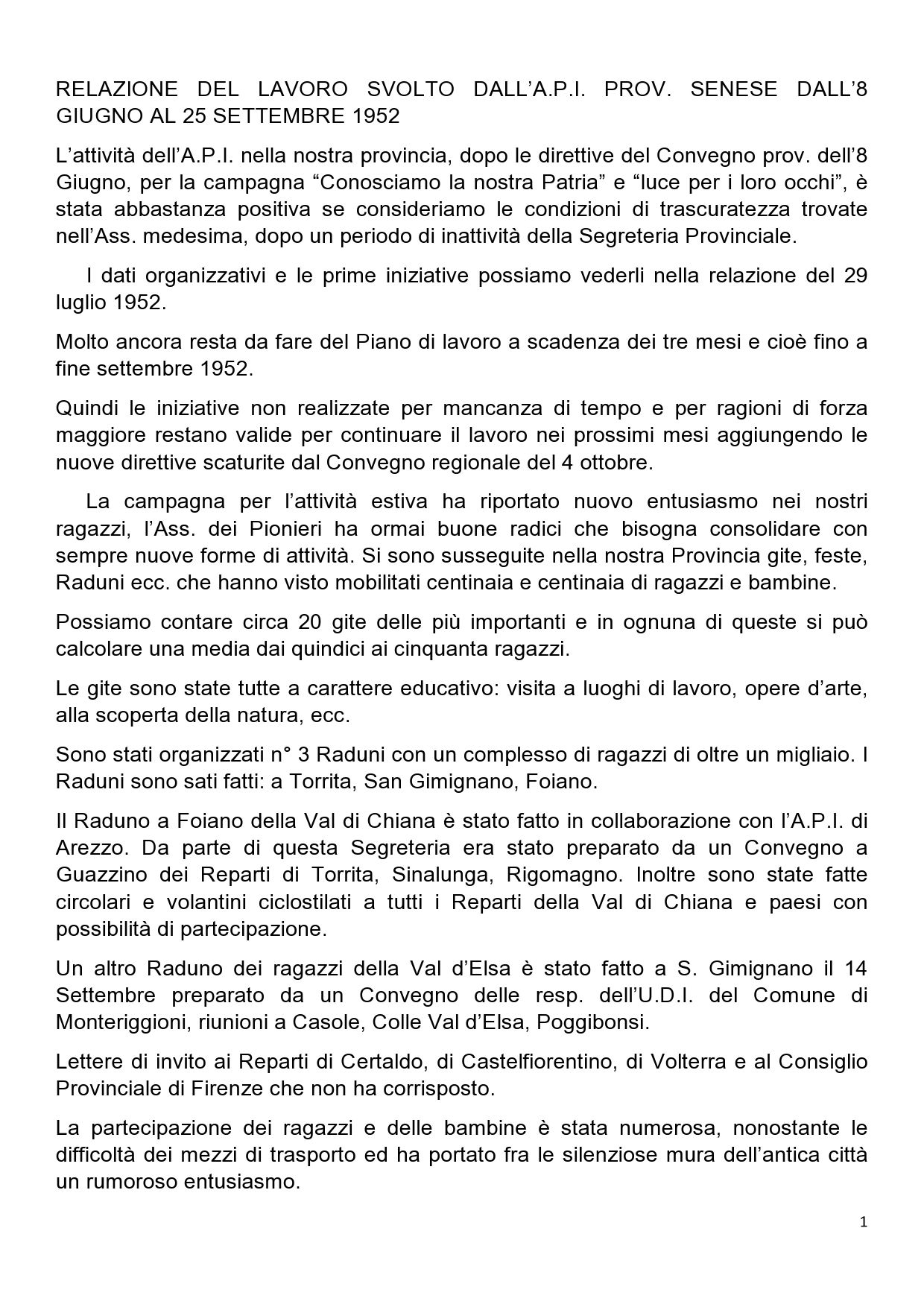 Trascrizione della Relazione svolta dallA.P.I. prov. senese dall8 6 al 25 9 1952 page0001