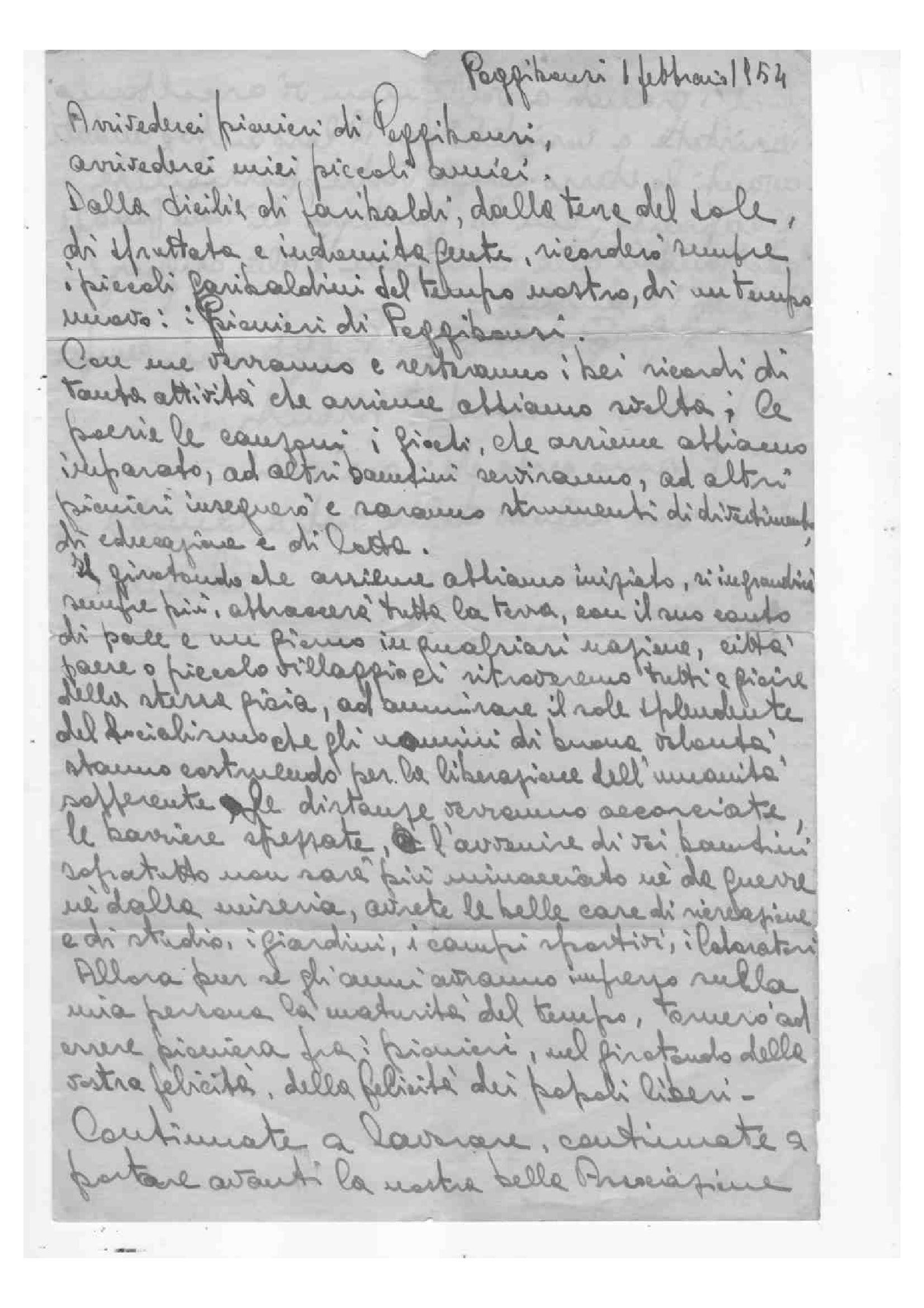 lettera del 1954 di saluto al grp API Poggibonsi 00001