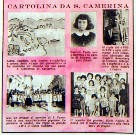 Cartolina di S. Camerina Pioniere n.27 4 luglio 1954