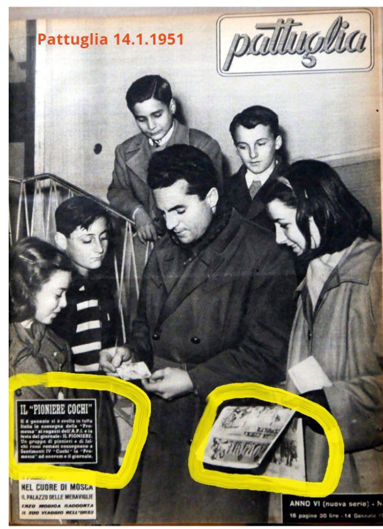 Falchi Rossi e Pionieri di Roma consegnano la promessa ad onorem a Sentimenti IV. Foto del 1951