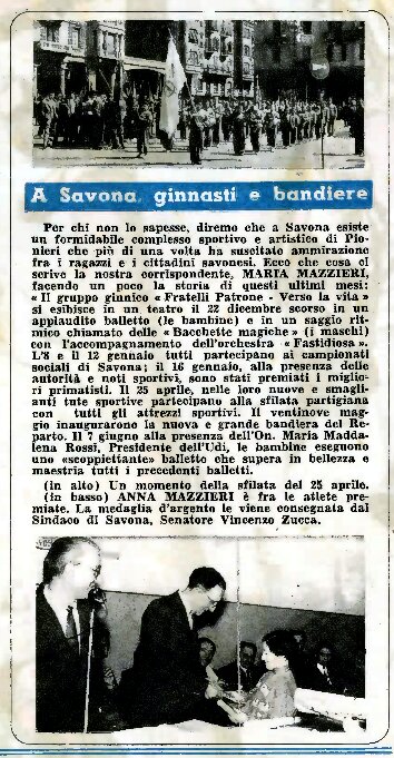 Ginnasti e Bandire a Savona Pioniere n.34. 28 agosto 1955