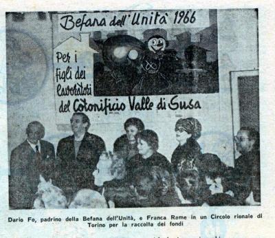 Befana con Dario Fo e Franca Rame - Pioniere dell Unita n. 1.   6 gennaio 1966