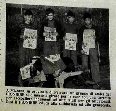 Raccolta a Mezzana per alluvionati.  Bollettino UDI 1952